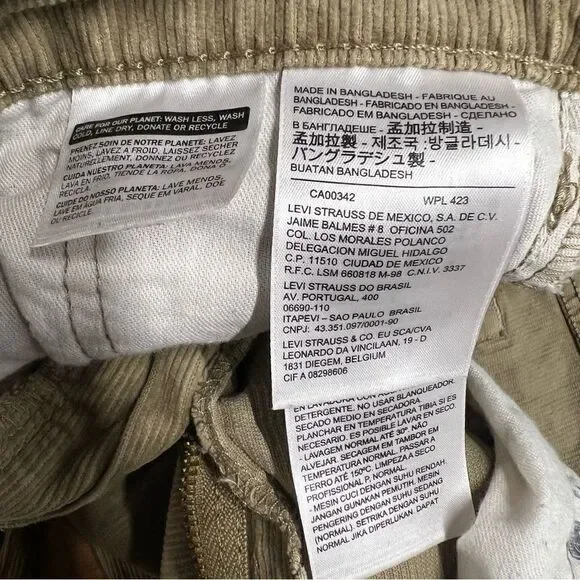 Levi's 511 Ribbed Corduroy Tan Straight Leg Jeans W29L30 - Picture 4 of 9